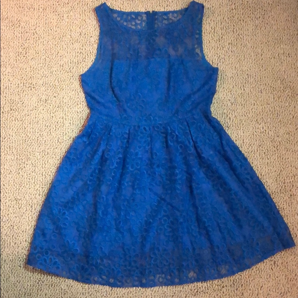 Blue embroidered floral dress